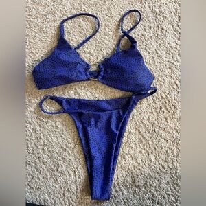 Blue and Black Leopard Print Bikini